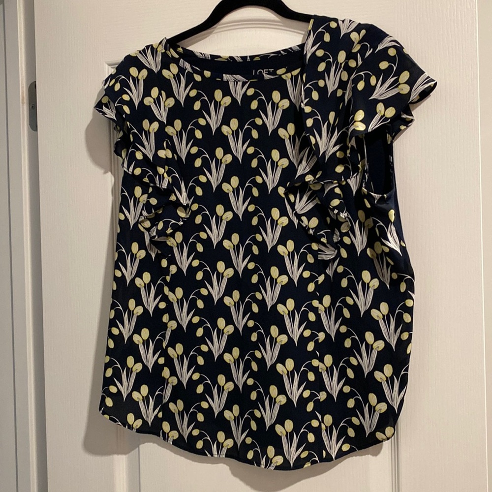 Loft outlet mixed media top with cap sleeve